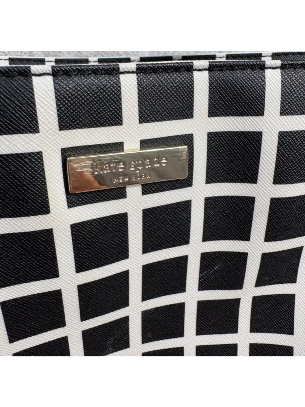 Kate Spade Diaper Bag Black White Check with Changing Pad flaw